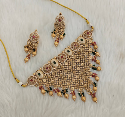 Ruby Green Gold Polki Choker Indian Jewellery Bini Set