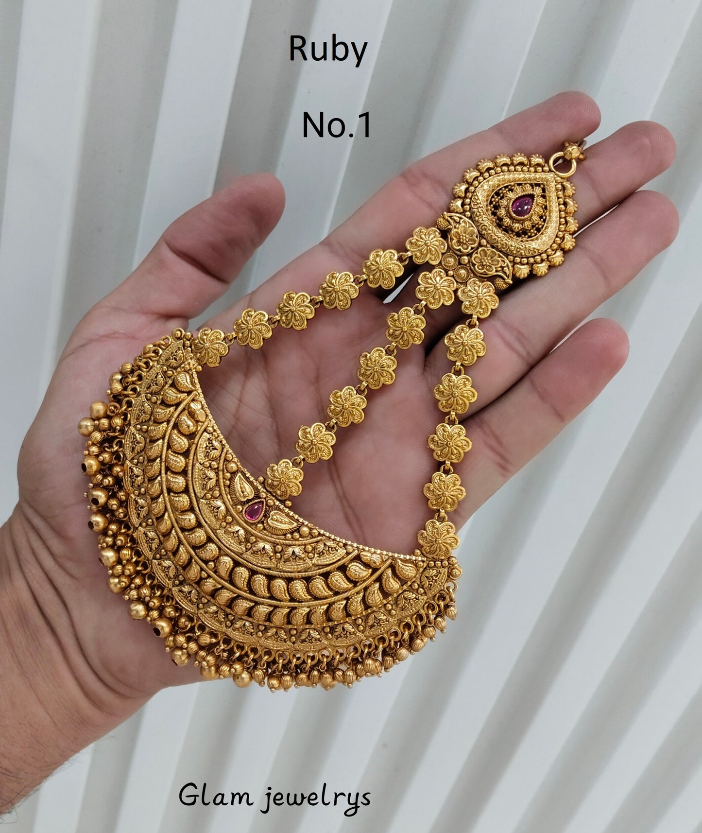 Gold Jhumar Headpassa Bridal Passa/Pakistani side Headpiece