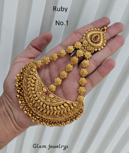 Gold Jhumar Headpassa Bridal Passa/Pakistani side Headpiece