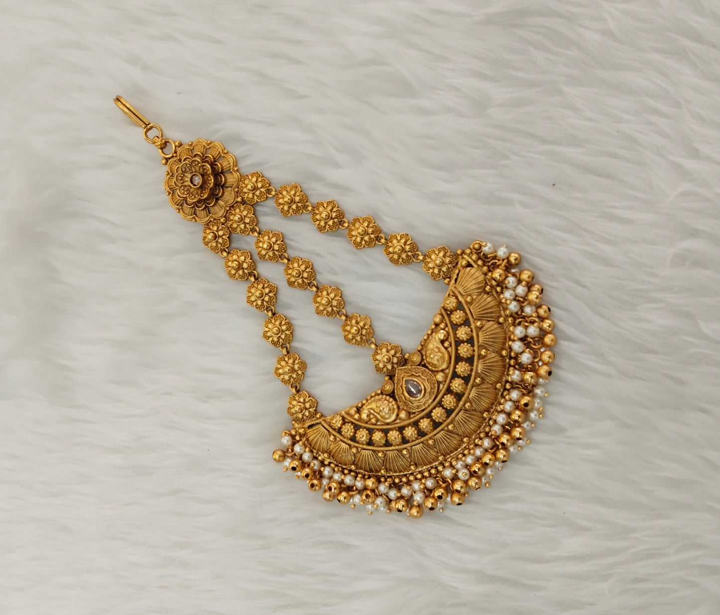 Gold Jhumar Headpassa Bridal Passa/Pakistani side Headpiece