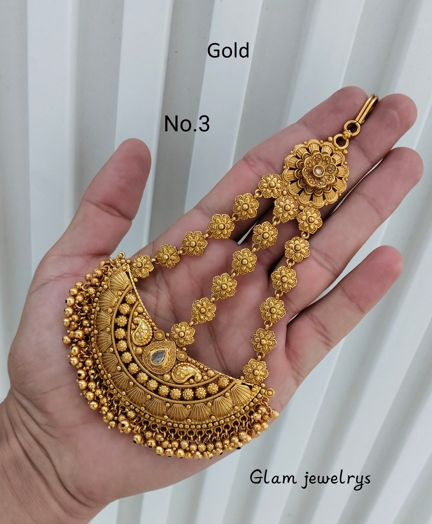 Gold Jhumar Headpassa Bridal Passa/Pakistani side Headpiece