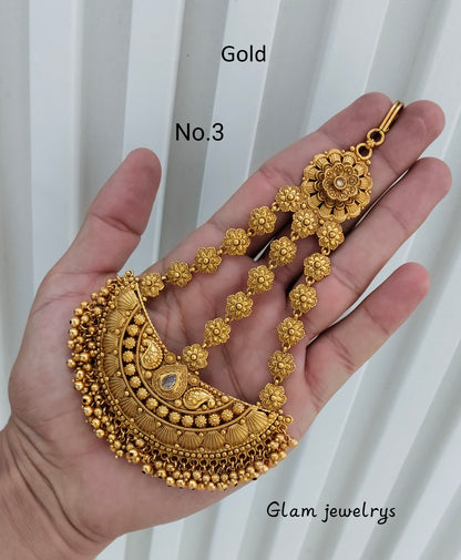 Gold Jhumar Headpassa Bridal Passa/Pakistani side Headpiece