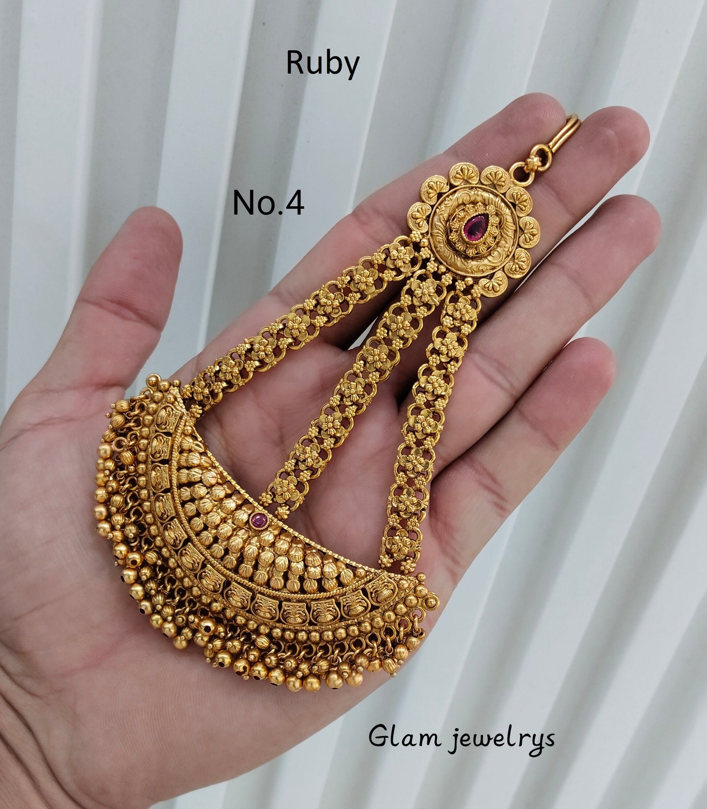 Gold Jhumar Headpassa Bridal Passa/Pakistani side Headpiece