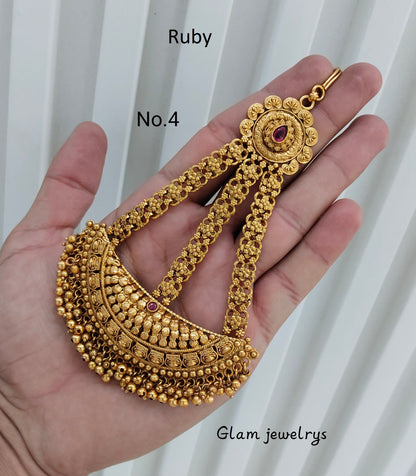 Gold Jhumar Headpassa Bridal Passa/Pakistani side Headpiece