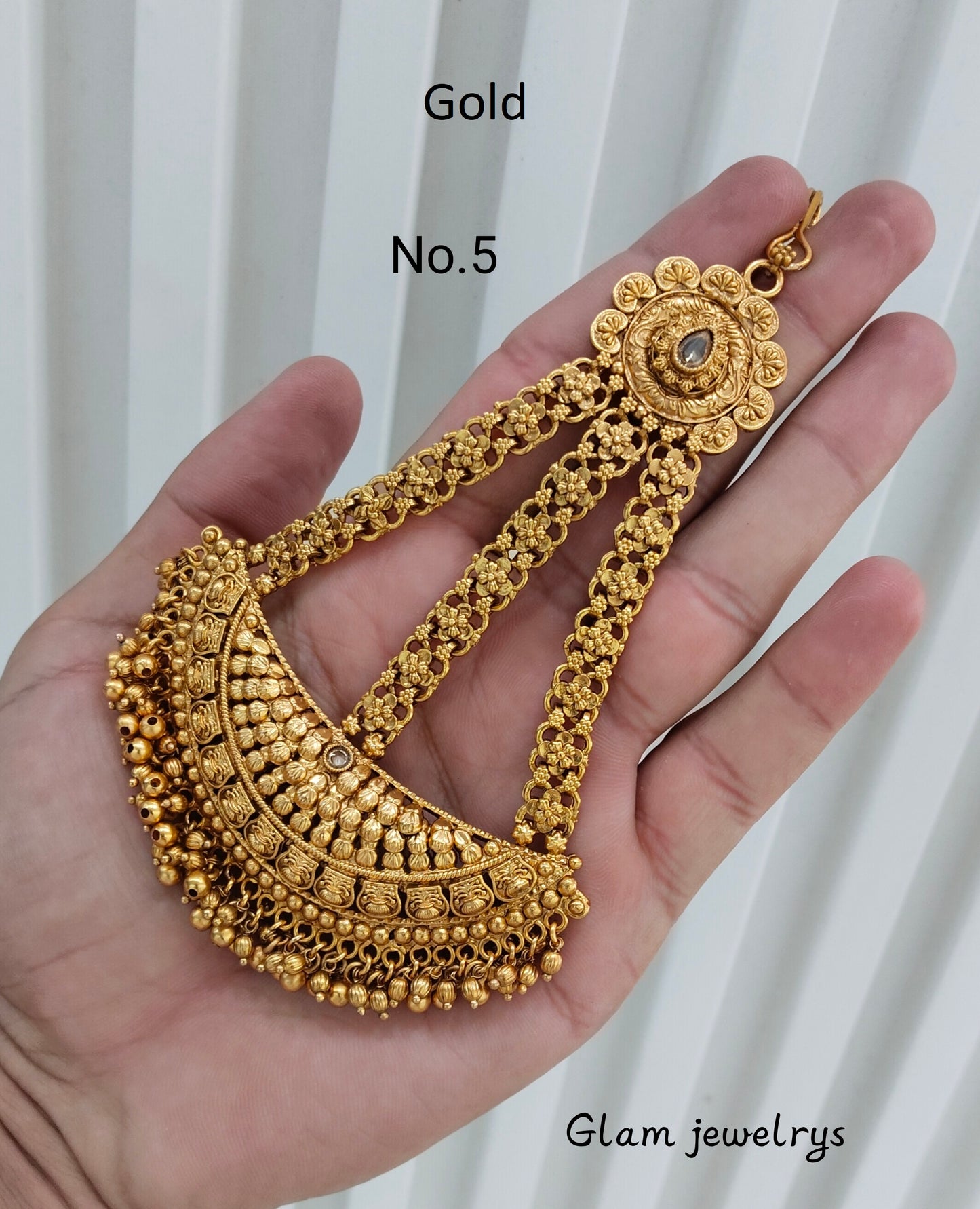 Gold Jhumar Headpassa Bridal Passa/Pakistani side Headpiece