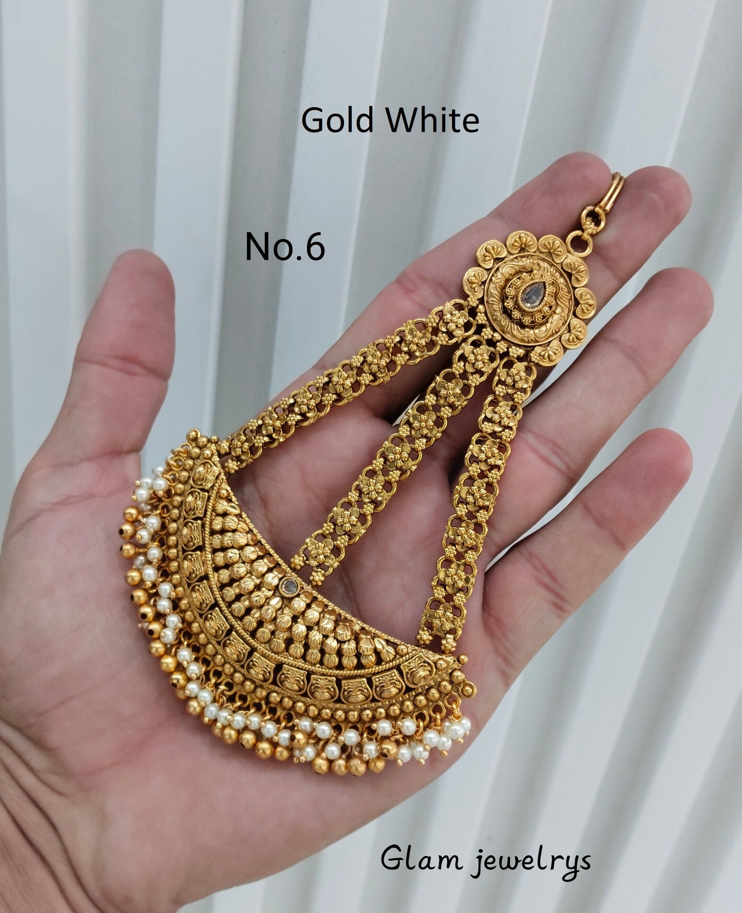 Gold Jhumar Headpassa Bridal Passa/Pakistani side Headpiece