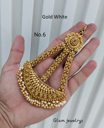 Gold Jhumar Headpassa Bridal Passa/Pakistani side Headpiece