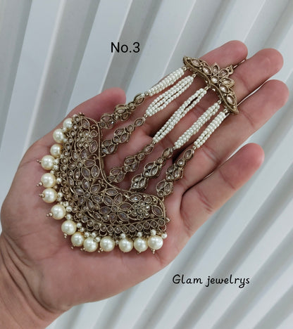 Antique Gold Jhumar Headpassa Pakistani side Headpiece