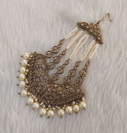Antique Gold Jhumar Headpassa Pakistani side Headpiece