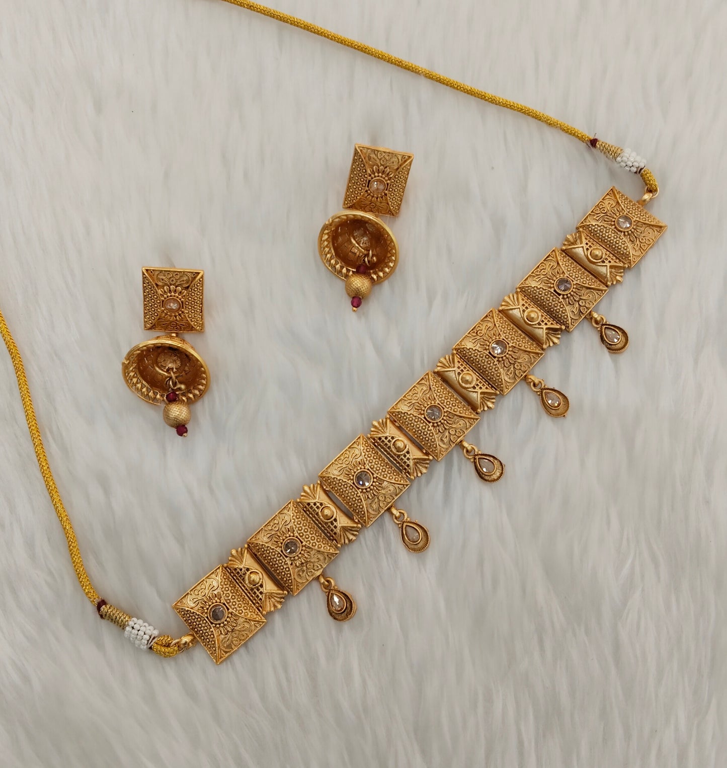 Gold Polki Choker Indian Jewellery Romeo Set
