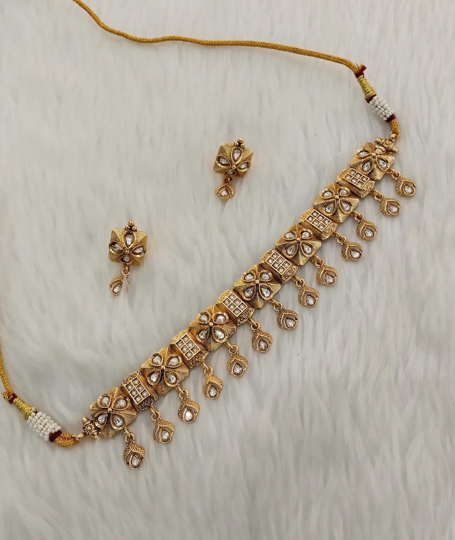 Gold Polki Choker Indian Jewellery Romeo Set