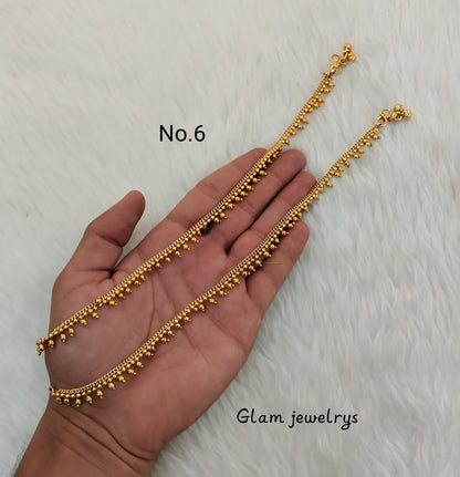Gold Anklets Jhanjar Payal Indian Jewellery Set
