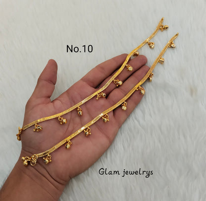 Gold Anklets Jhanjar Payal Indian Jewellery Set
