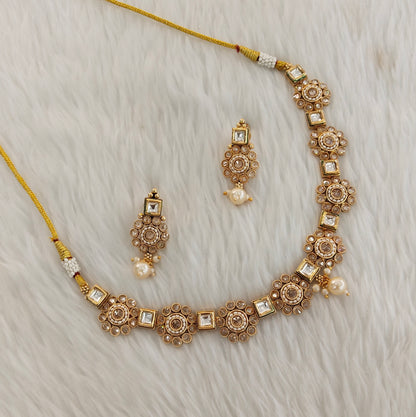 Gold Polki Necklace Indian Jewelry Siva Set