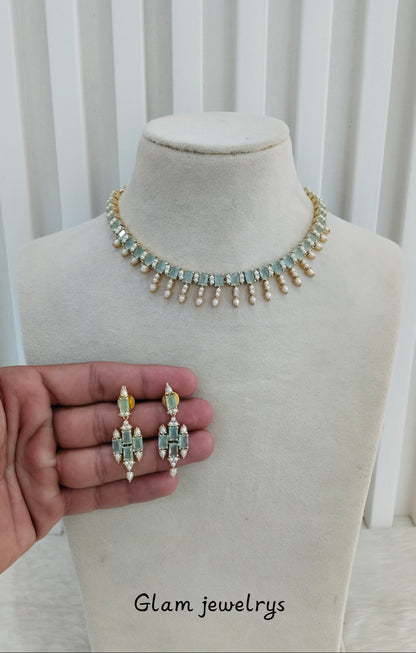 Mint Pearl Necklace Indian Jewellery Spike Set