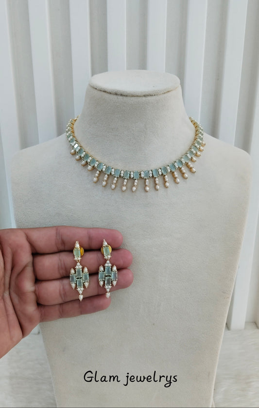Mint Pearl Necklace Indian Jewellery Spike Set