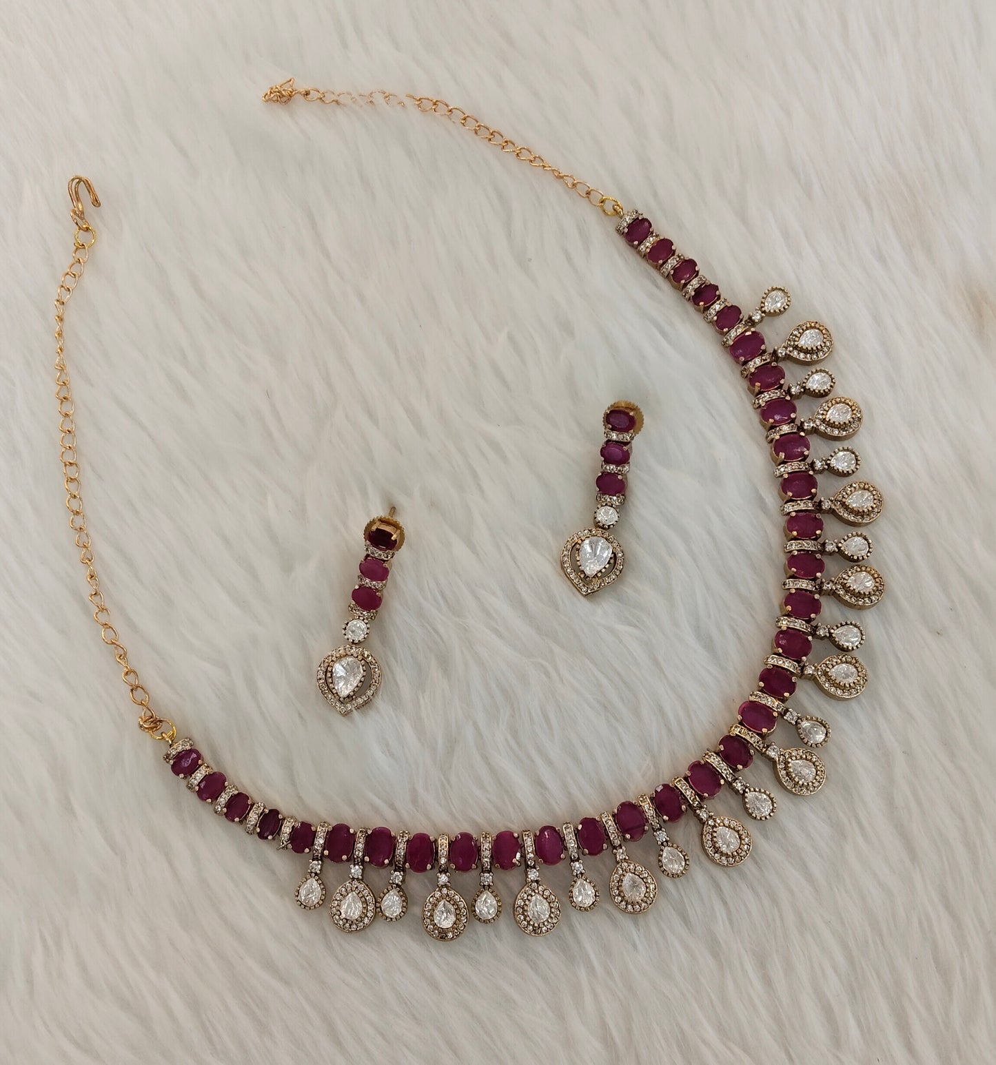 Ruby Gold Moissanite Kundan Necklace Indian Jewellery Echer Set