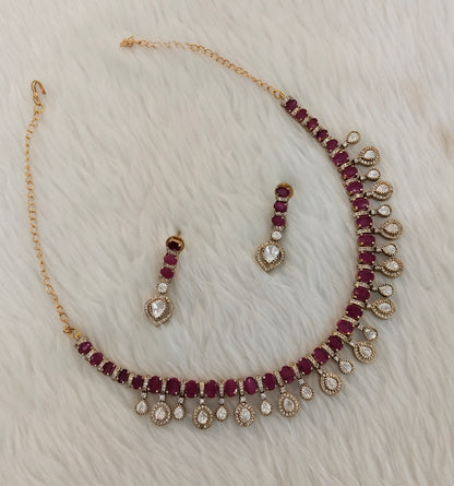 Ruby Gold Moissanite Kundan Necklace Indian Jewellery Echer Set