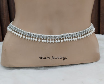 Silver White Indian Belly Chain kamarbelt Saree Chain