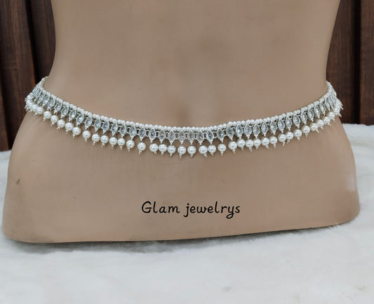 Silver White Indian Belly Chain kamarbelt Saree Chain