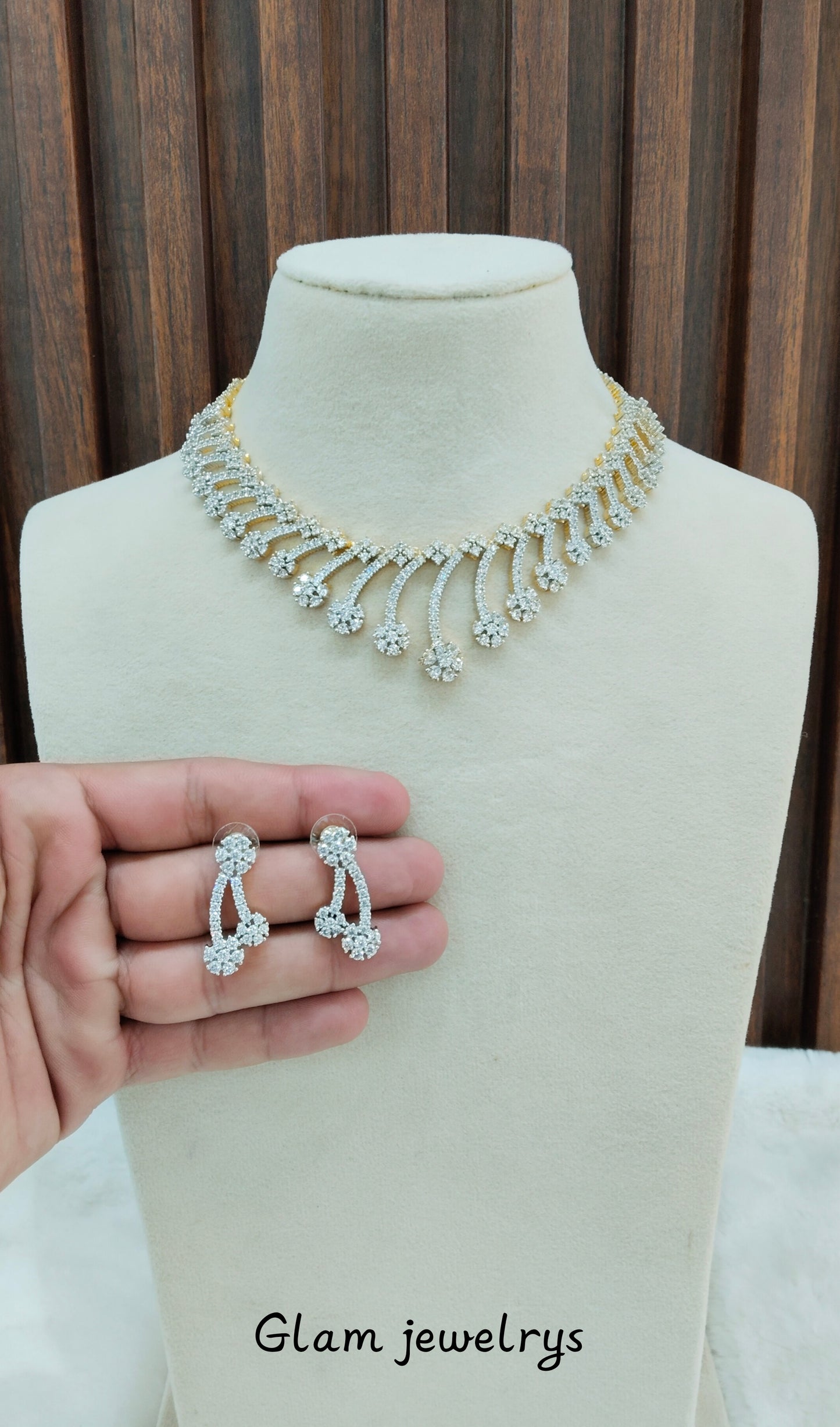 Gold CZ Necklace Indian Jewellery Denmark Set