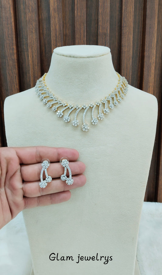 Gold CZ Necklace Indian Jewellery Denmark Set