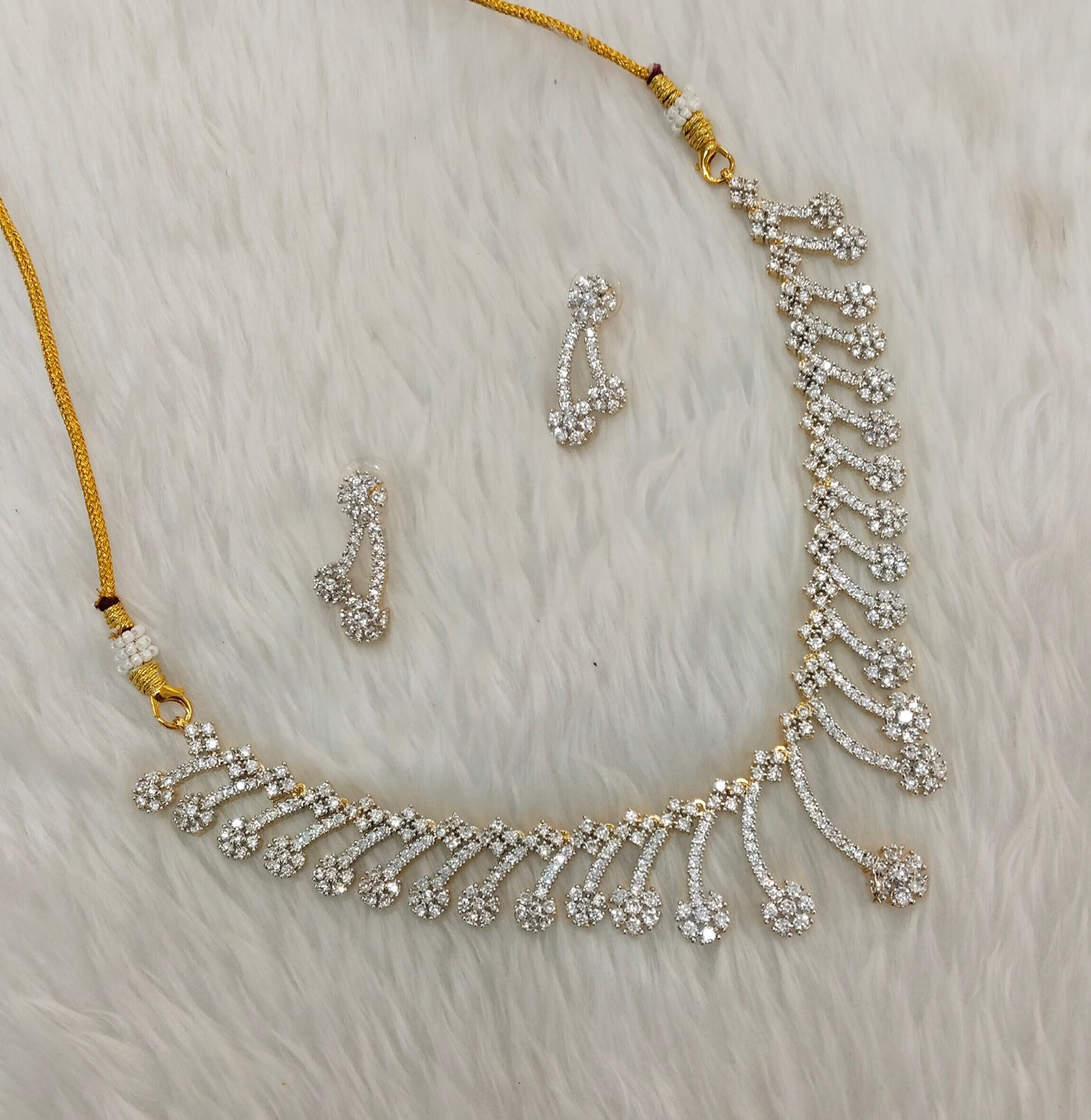 Gold CZ Necklace Indian Jewellery Denmark Set