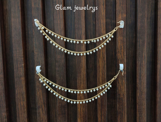 White Gold polki Indian sahare earchains