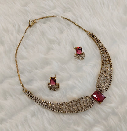 Ruby CZ Necklace indian Jewellery Armada Set