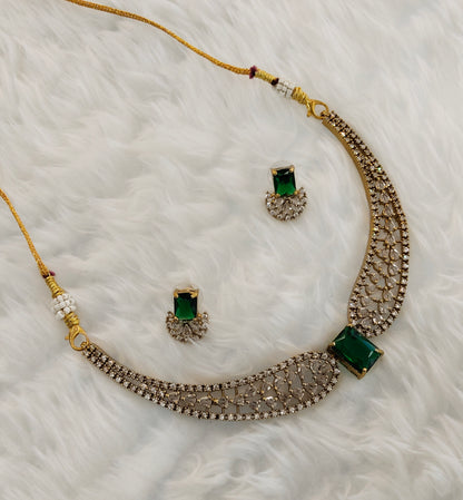 Green CZ Necklace indian Jewellery Armada Set
