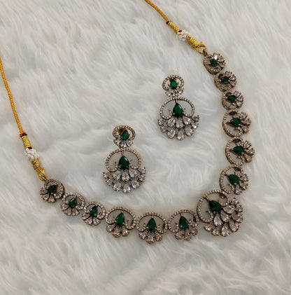 Green CZ Necklace Indian Jewellery Armada Set