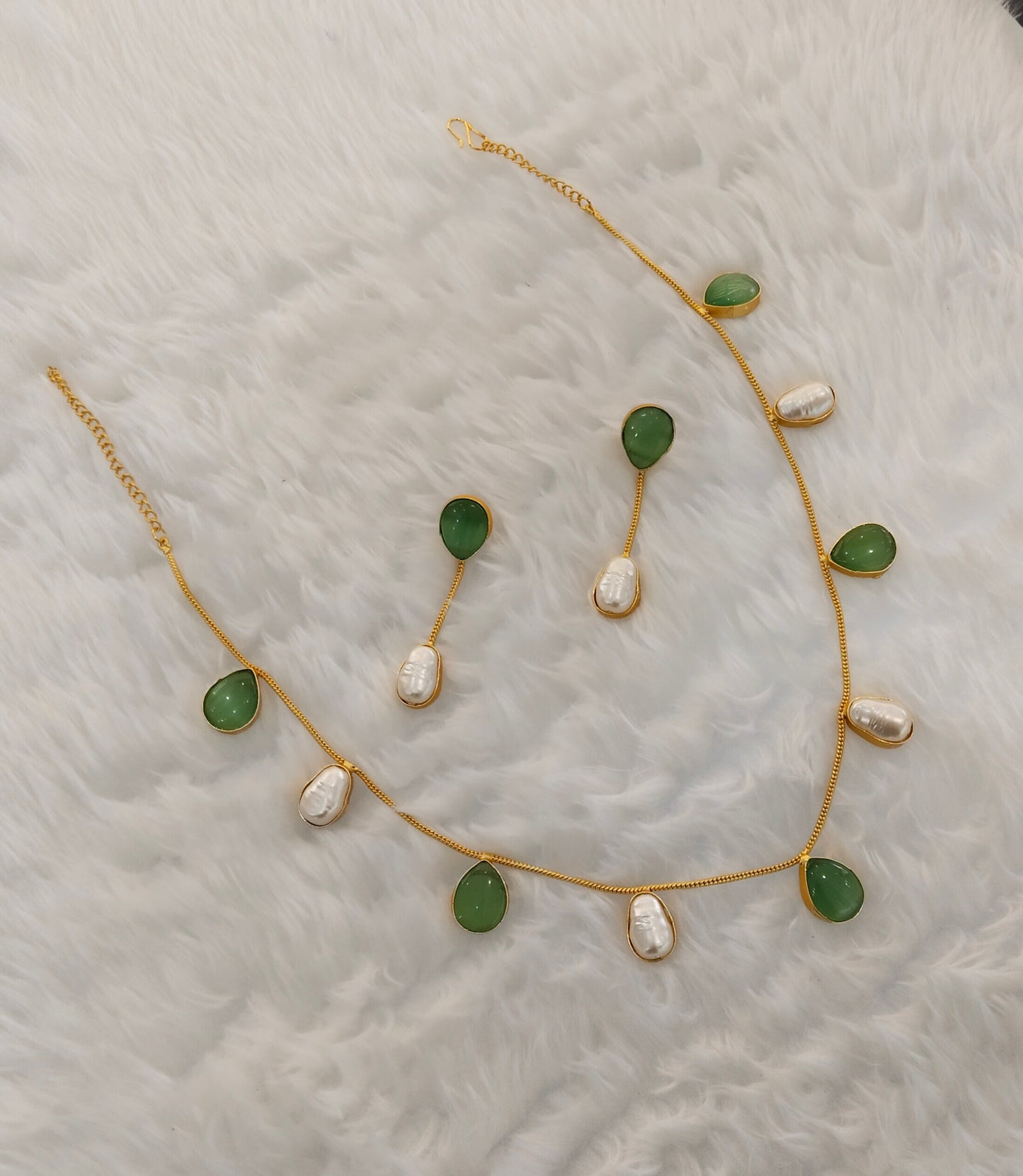 Sage Green Mother Of Pearl Stone Necklace Indian Jewellery Sagge Set
