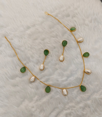 Sage Green Mother Of Pearl Stone Necklace Indian Jewellery Sagge Set