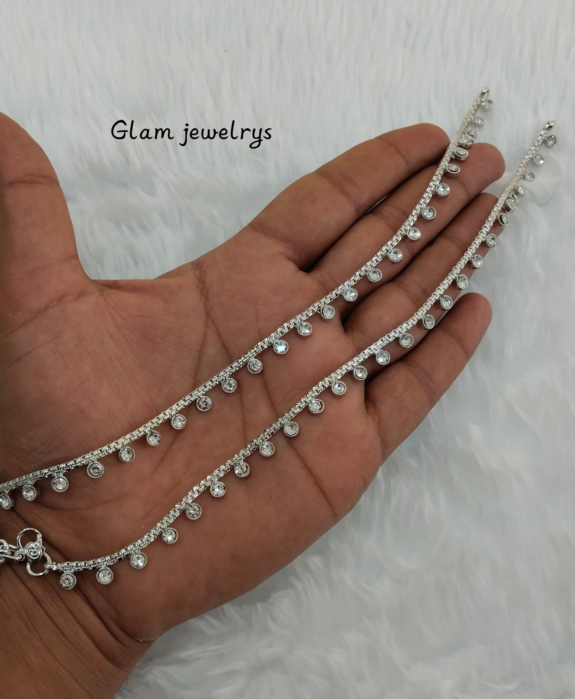 Silver White Anklets Jhanjar Payal Indian Jewellery Prince Set
