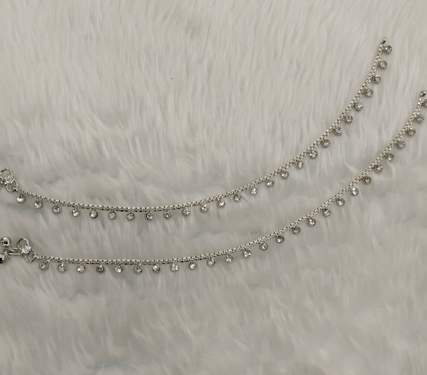 Silver White Anklets Jhanjar Payal Indian Jewellery Prince Set