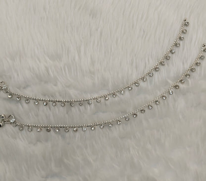 Silver White Anklets Jhanjar Payal Indian Jewellery Prince Set