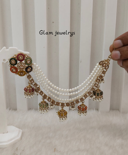 Multi Color Antique Gold Bahuballi Style Indian Bollywood Earrings