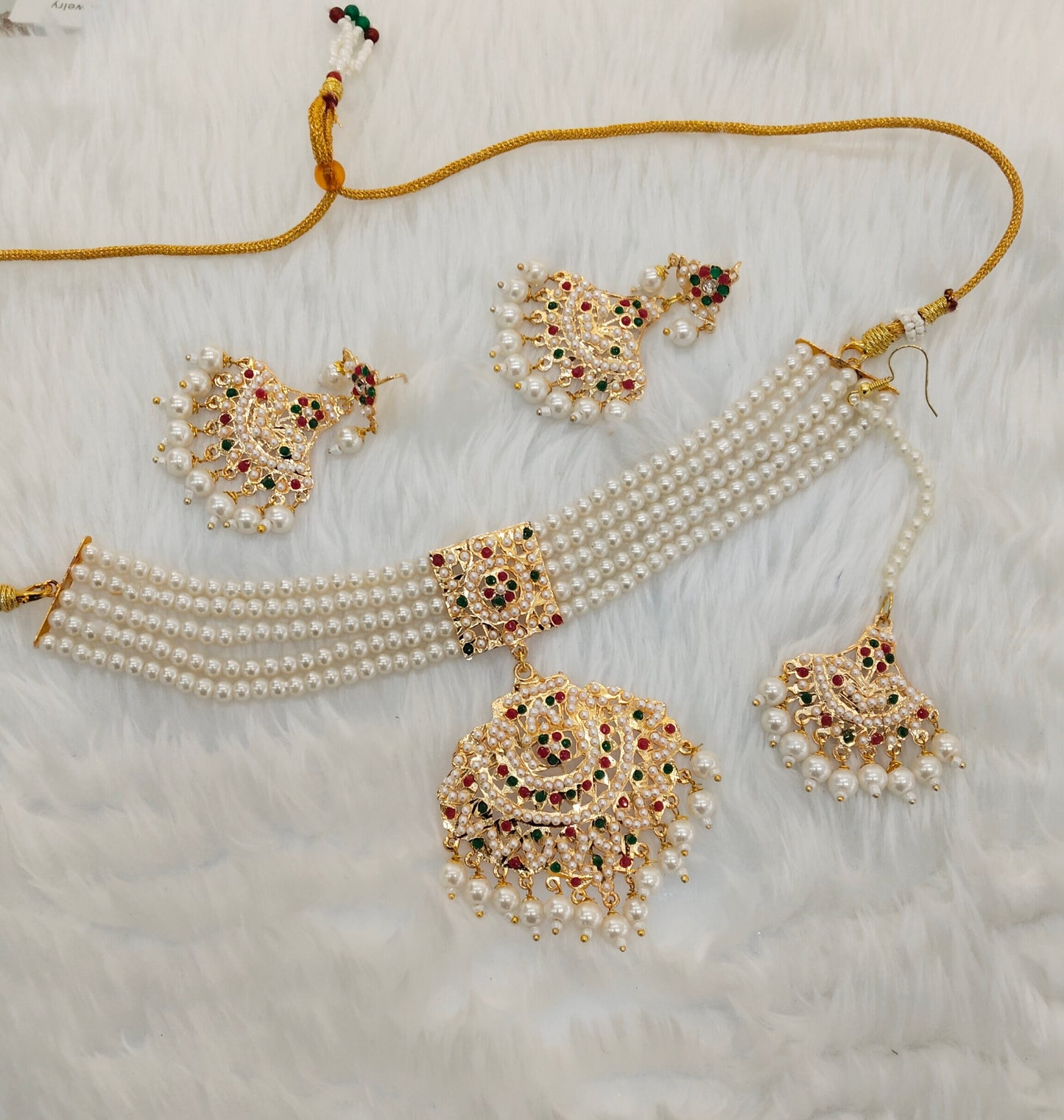 Ruby Green Gold Jadau Punjabi Style Choker Indian Jewellery Worldwide Set
