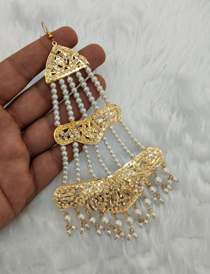 White Jadau Pakistani Jhumar Indian Jewellery Fine Set