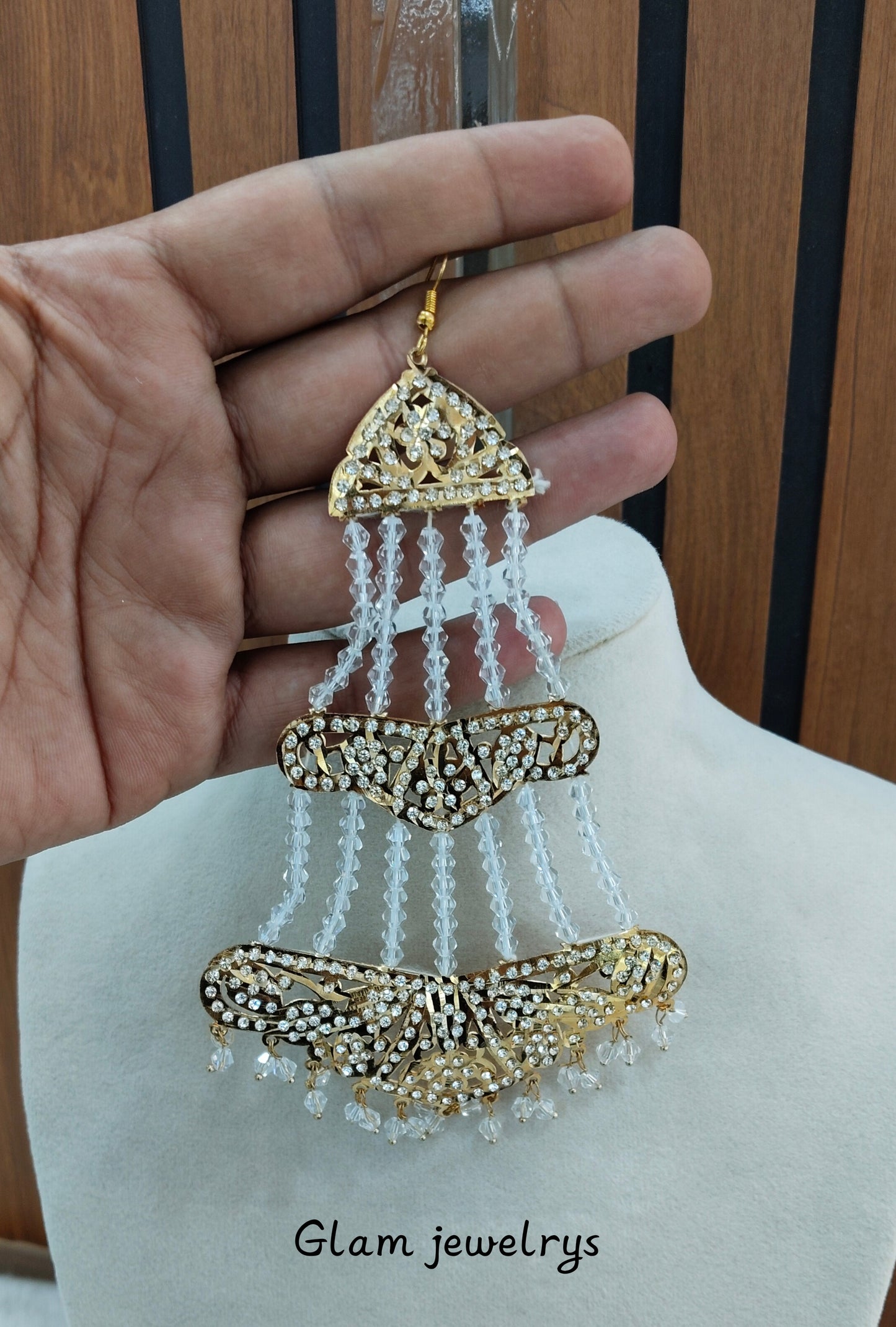 White Jadau Pakistani Jhumar Indian Jewellery Fine Set