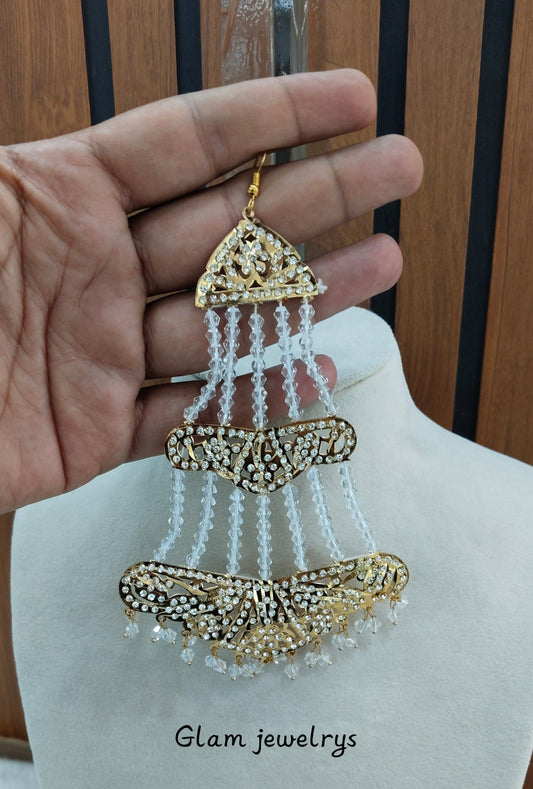White Jadau Pakistani Jhumar Indian Jewellery Fine Set