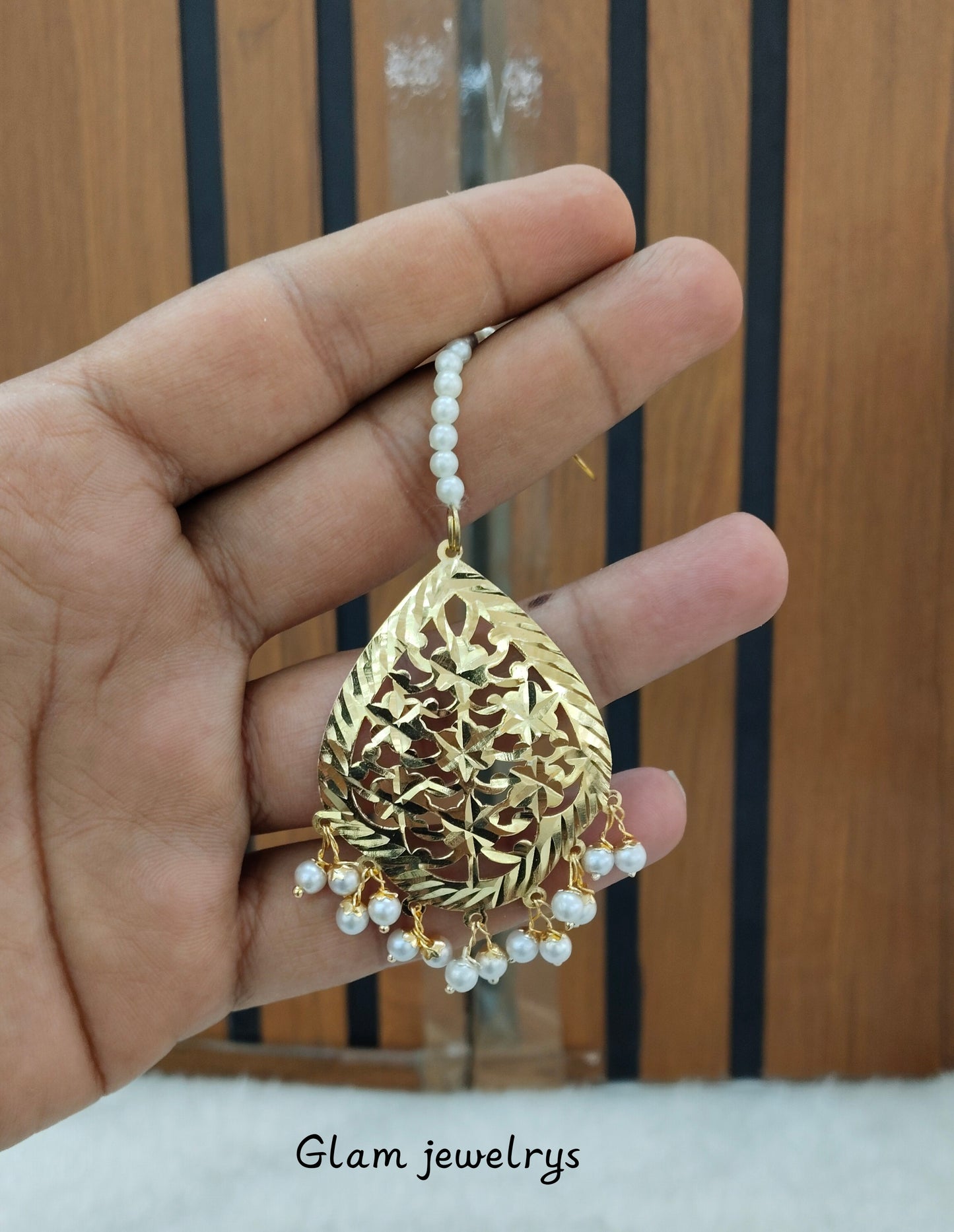 White Gold Jadau Tikka indian Jewellery Headpiece Fine Set