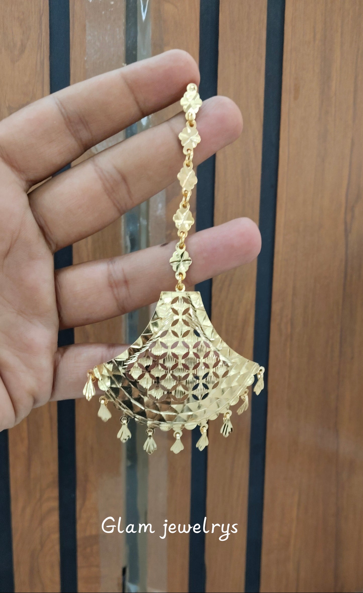 Gold Jadau Tikka indian Jewellery Headpiece Fine Set