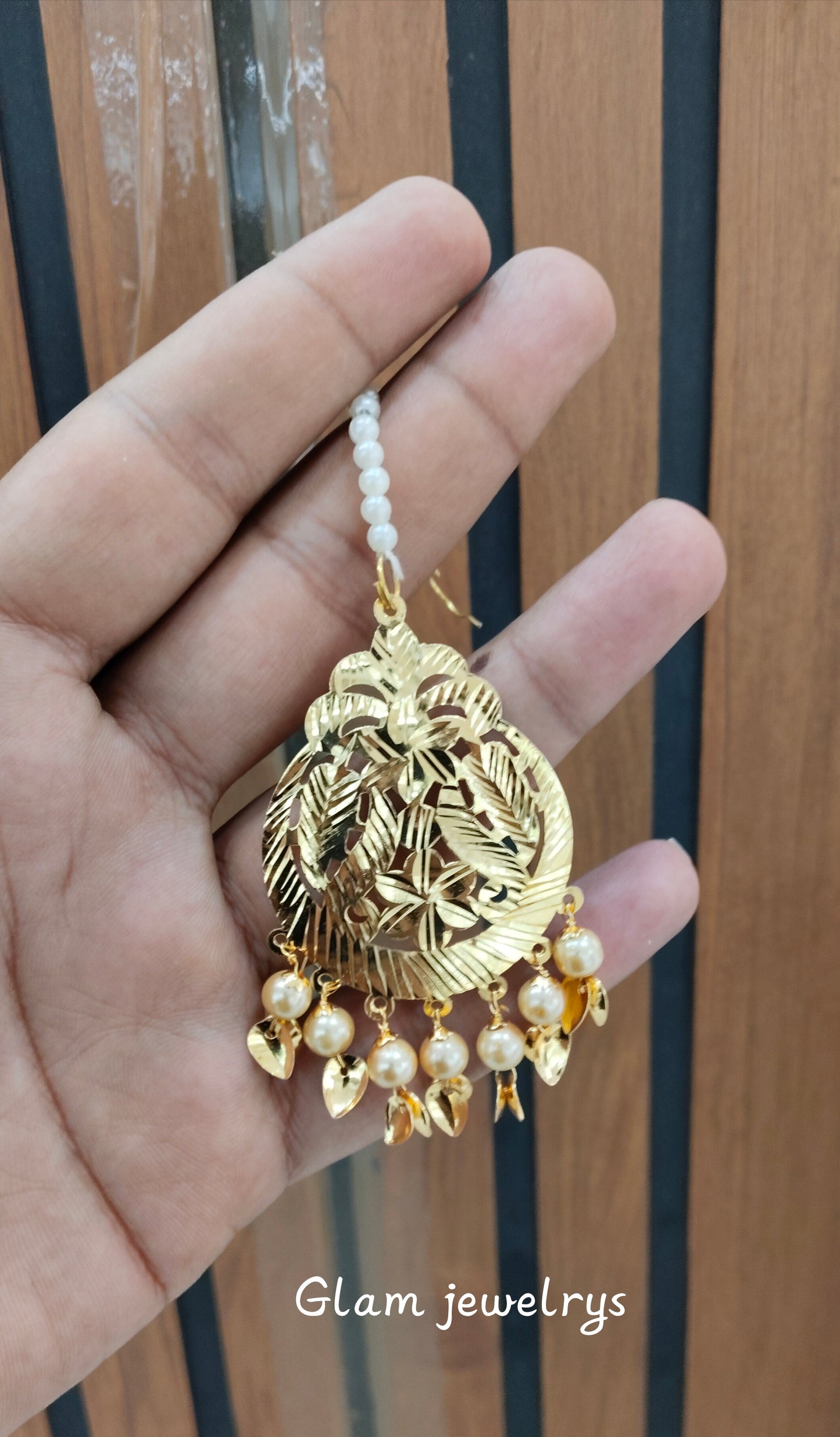 Gold Jadau Tikka indian Jewellery Headpiece Fine Set