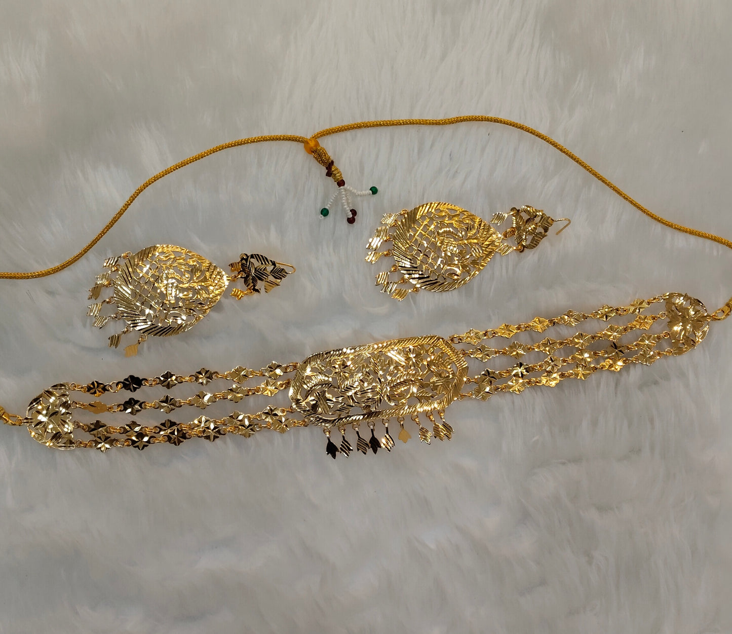 Gold Jadau Punjabi Style Patra Choker Indian Jewellery Sultan Set