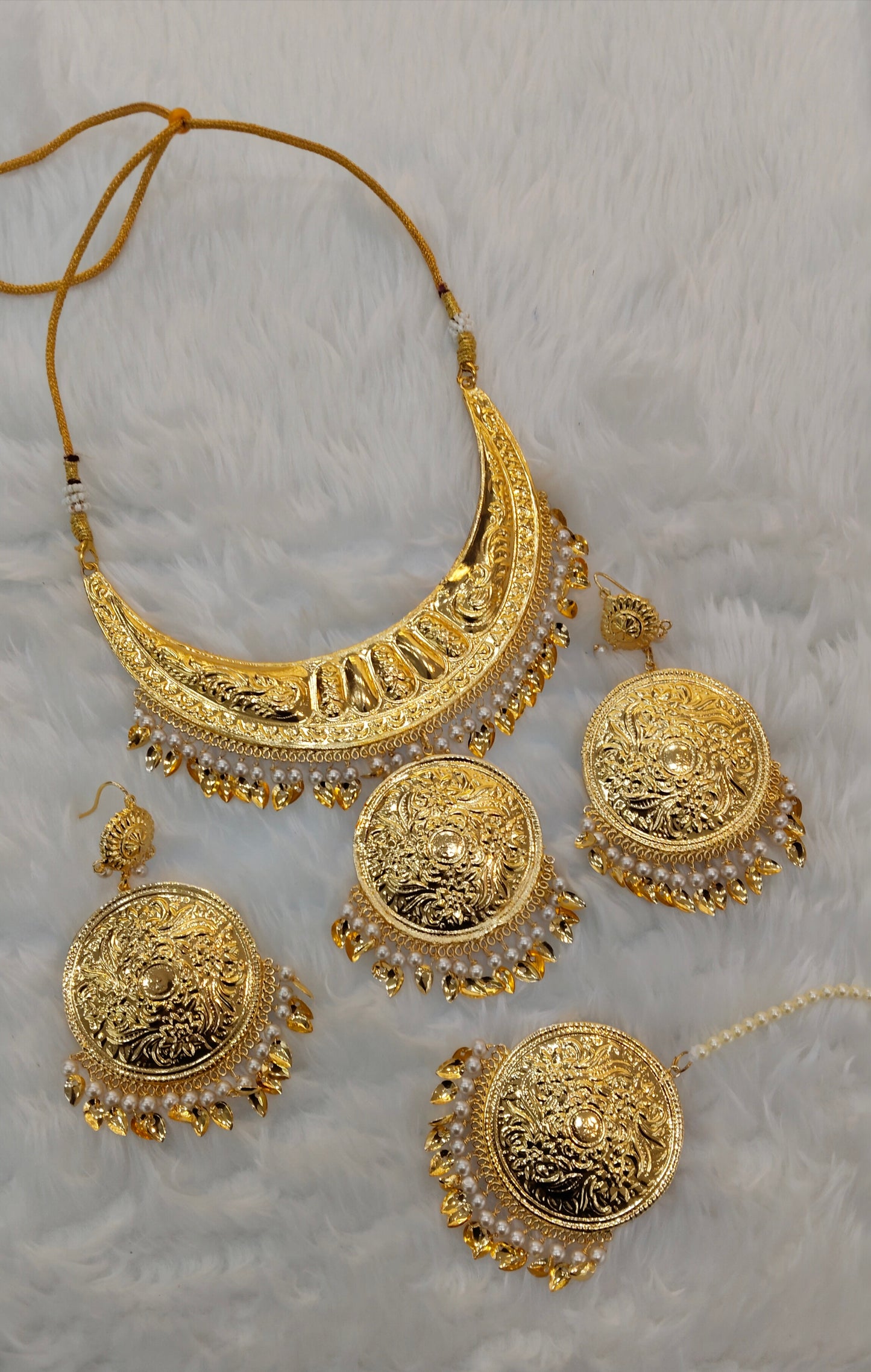 Gold Jadau Punjabi Style Necklace Indian Jewellery Sultan Set