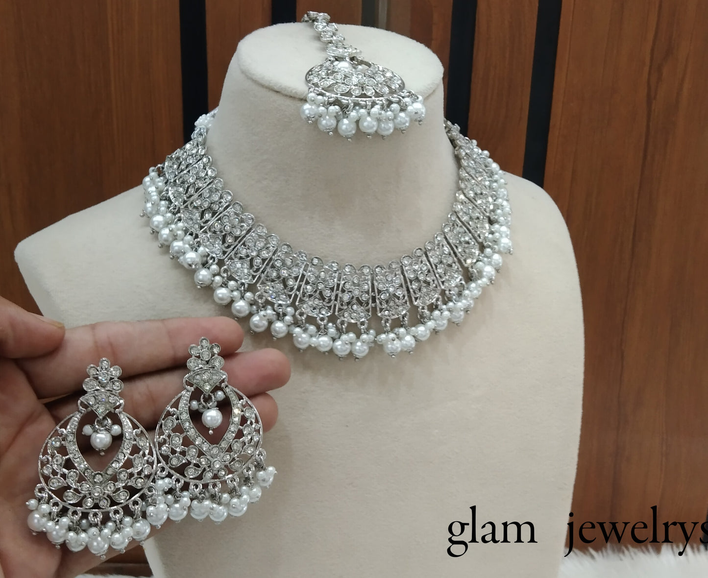 Silver Indian Bridal Isha Jewellery Necklace Set