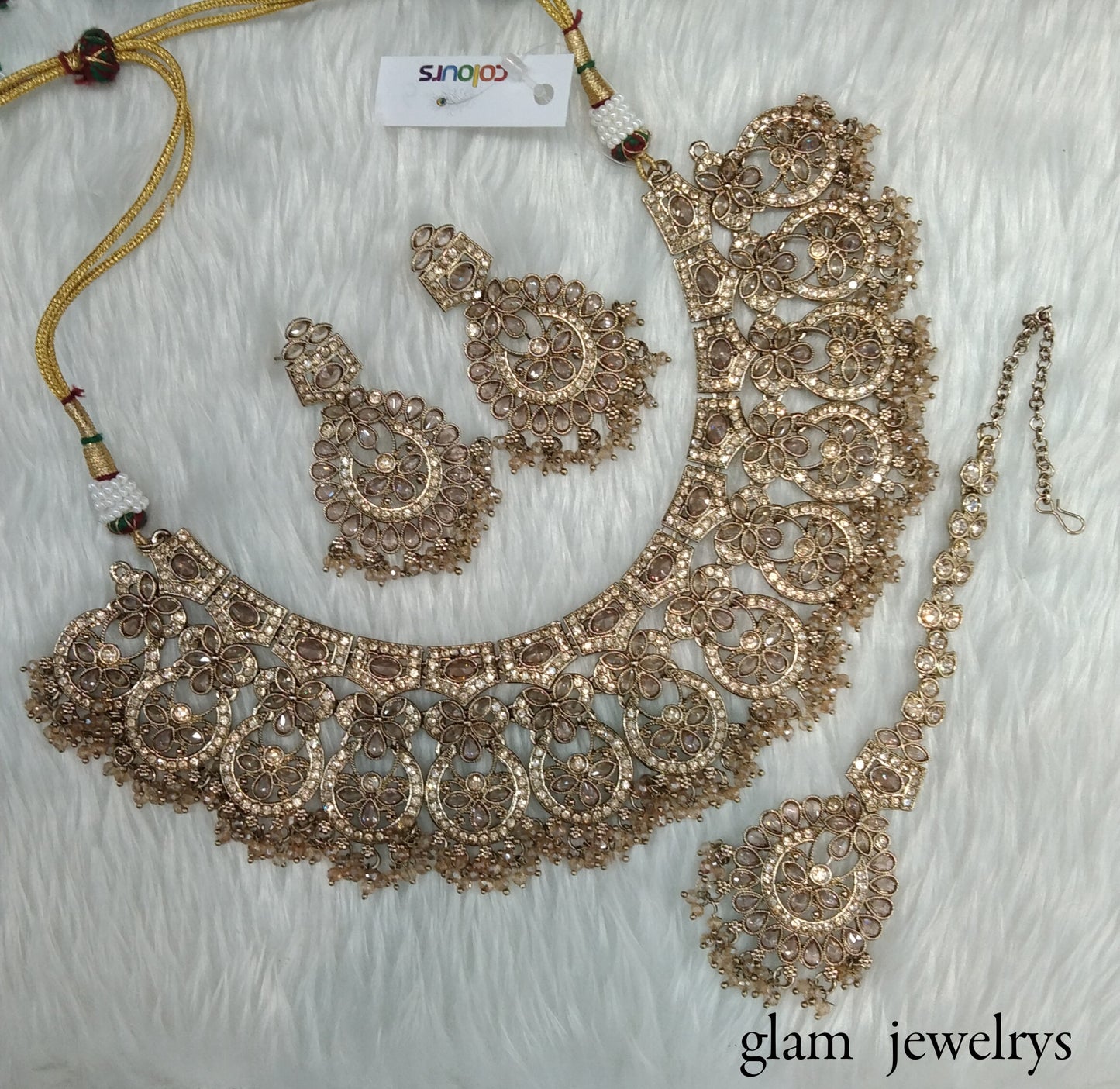 Antique Gold  Indian Bridal Binder Jewellery Necklace Set