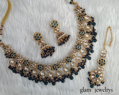 Blue Kundan necklace Set/ kundan Indian jewelry kundan Amrit sets