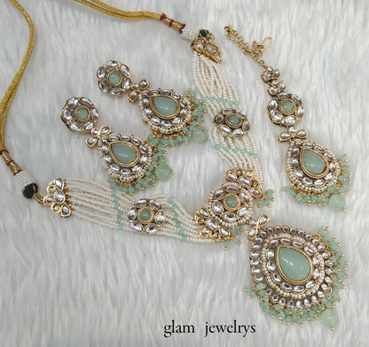 Mint kundan Indian jewellery choker Balwinder sets